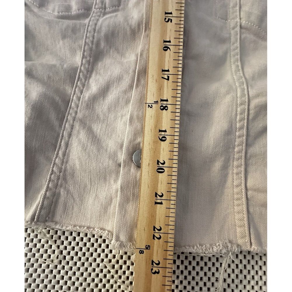 Rebel Wilson Jacket Moto Trucker Raw Fray Hem Women Sz 3X Cream Ivory Jean Style - Picture 6 of 11